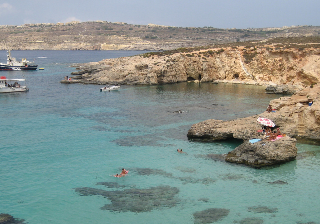 Blue Lagoon at Comino with turquoise water